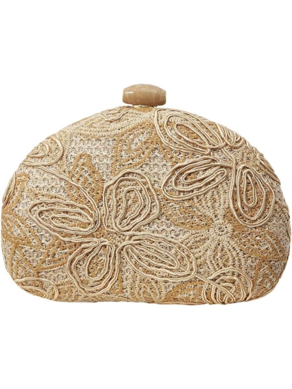Women's Solid Apricot Oval SeaShell Crossbody Clutch Purse Casual Evening Bag
